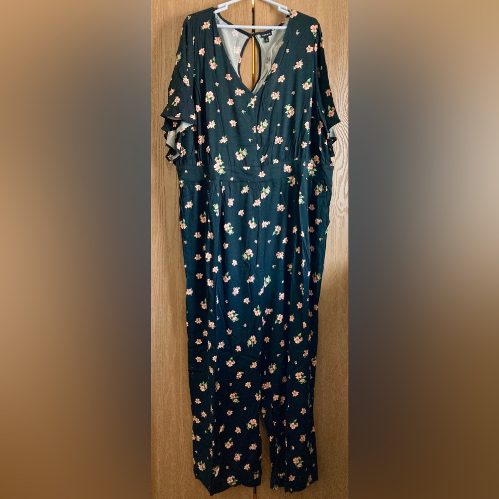 Torrid Floral Jumpsuit - Black and Pink